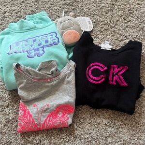 Calvin Klein Black Girls' Sweatshirt with Pink CK Appliqué, Under Armour & GAP
